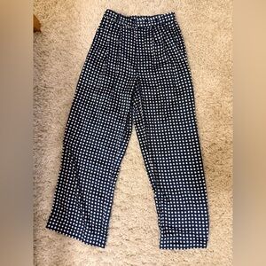 Navy & White Daisy Patterned Trousers